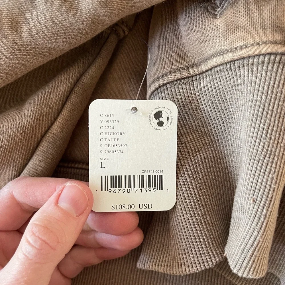 Free People FP Movement Sprint to the Finish Hoodie Taupe Sz L - Picture 8 of 9